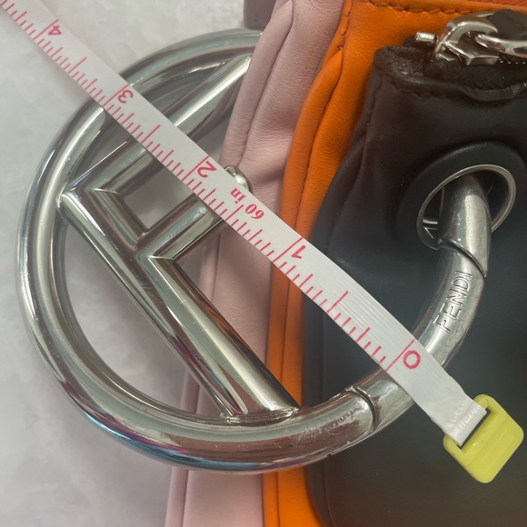 fendi triplette clutch bag leather Black Pink Orange Used Women - Picture 7 of 10